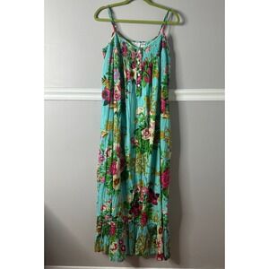 Soft Surroundings Maxi Dress Adjustable Straps loose fit Tropical Resort Wear